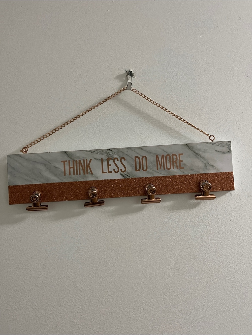 Hangable Note/Photo Board: “Think Less, Do More”